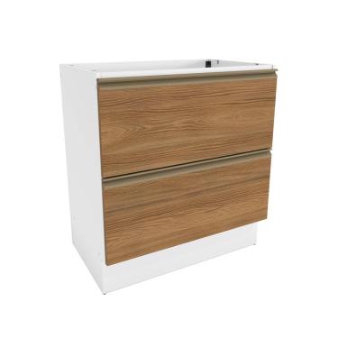 Imagem de Balcão 2 Gavetas Kappesberg Celeste 100% Mdf Branco-nogueira 80cm