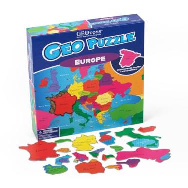 Imagem de Geotoys 4102371 — GeoPuzzle Europe — Educatief speelgoed voor jongens en meisjes, 58-delige geografie puzzel, Jumbo grootte kinderen puzzel — leeftijd 4 jaar,GEASSORTEERDE KLEUREN