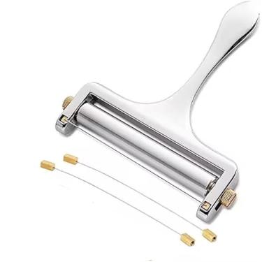 Imagem de EJKJ Kitchenware Cortador de queijo de arame de aço inoxidável - Cortador de queijo manual ajustável com 2 fios extras - Barbeador de queijo premium para mussarela, cheddar, gruyere - Cortador de