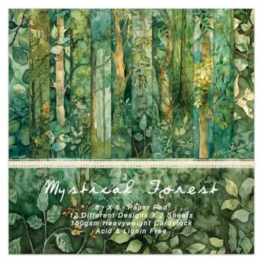 Imagem de EAMOTOL Bloco De Papel Para Scrapbook Verde 6 X 24 Folhas, Padrão Floresta, Árvore Decorativa, Decoupage, Material Cartão Dobrado, Embrulho Presente, Planejadores, Diário Sucata, Artesanato Faça Voc