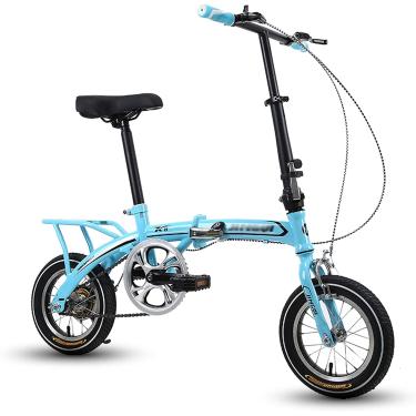 Imagem de Bicicleta dobrável de 12 polegadas de 12 polegadas de bicicleta adulta compacto de bicicleta dobrável Mini bicicleta dobrável leve para trabalhar a bicicleta da escola, azul