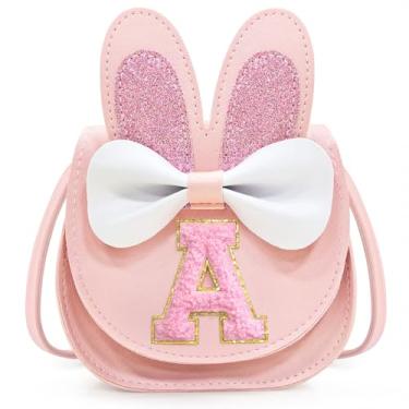 Imagem de Idefair Bolsa infantil para meninas, presente de aniversário para crianças de 3, 4, 5, 6, 7, 8, 9 e 10 anos, bolsa de ombro para crianças, rosa, Letter A, Bonito