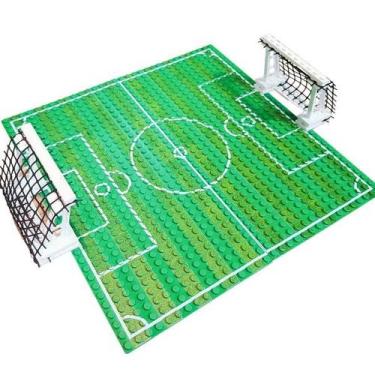 Imagem de FUTEBOL MINI CAMPO PIXEL com 2 traves sem Jogadores Blocos Montar Lest