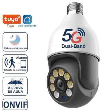 Imagem de Câmera PTZ Tuya WiFi Dual-Band 5G 4MP Lâmpada E27 À Prova D'água Visão
