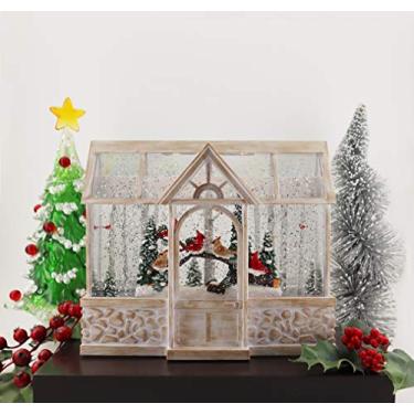 Imagem de Victory Creative Globo De Água Com Efeito Estufa Cardeais Iluminação Natal, 20 X 23 Cm, Giratório Musical Dourado, Temporizador Operado Por Bateria E Usb Decoração Casa Neve