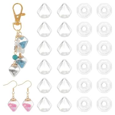 Imagem de WADORN 50 mini globos de vidro, 15 x 16 mm de diamante, cristal, artesanato, esferas, garrafa, sem tampa, pingentes de bola de desejos para resina UV, pingentes de dados, pingentes, contêineres de