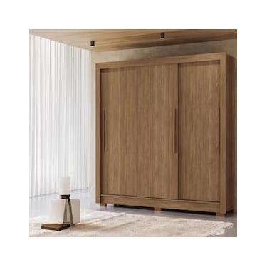 Imagem de Guarda-Roupa Casal Santos Andirá Maringa com 3 Portas de Correr, 2 Gavetas e 5 Prateleiras - 194,4cm de largura