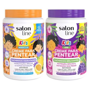 Imagem de Kit com 2 Cremes para Pentear Kids Maracujá e Uva 1Kg Salon Line
