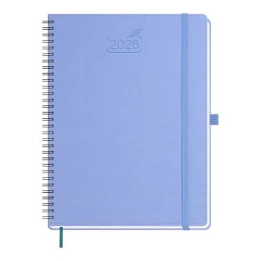 Imagem de BEZEND Agenda 2026 semanal e mensal, calendário de 21,6 cm x 28 cm com notas (26 de janeiro a dezembro) Marcação diária vertical com horário de hora em hora e guia mensal, espiral, capa mole de couro