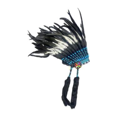 Imagem de Wzmzjy Acessórios para fantasias de cocar nativo americano, chapéu de penas artificiais