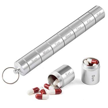 Imagem de Zerodis Organizadores Semanais de Comprimidos, Liga de Alumínio Viagem de 7 Dias Caixa de Comprimidos à Prova de água para Vitaminas, óleo de Fígado de Bacalhau, Suplementos e
