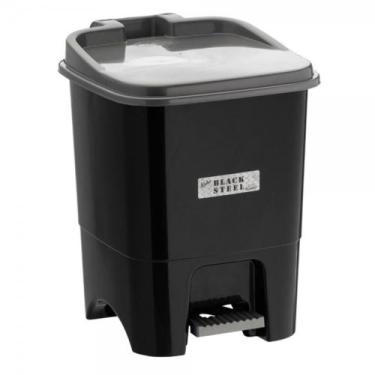 Imagem de Lixeira Quadrada Pedal 15 Litros - Black Steel - Plasmont