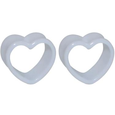 Imagem de Decentraland 2 peças preto 4 mm (6 G) acrílico vazado coração duplo alargador expansor ocultar orelhas calibres túneis gage brincos de iniciante alargadores septo alongamento corporal joias mulheres