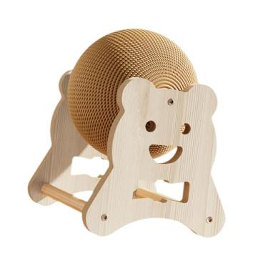 Imagem de Baoblaze Bola arranhadora de sisal, proteção para móveis, arranhador portátil de madeira, bola arranhadora para gatos, gatinhos, gatos de interior, Urso Grande