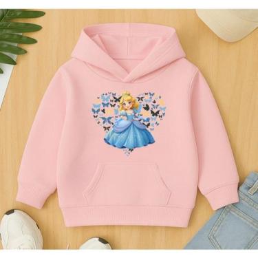 Imagem de Moletom Canguru Infantil Estampa Princesa Coração Azul Sapatinho Crist