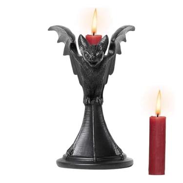 Imagem de Castiçal de resina estilo europeu castiçal para decoração de interiores castiçal 9,5 x 9,5 x 18 cm suporte de vela preto decoração de casa