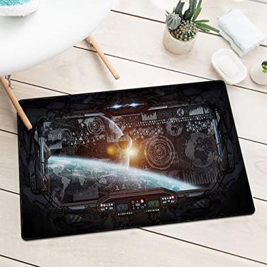 Imagem de Tapete de entrada de nível comercial do espaço sideral, painel de controle da tela do cockpit no The Spaceflight Androids World Stardust, para entradas, garagens, pátios, L 90 x C 119 cm, laranja