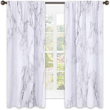Imagem de Cortinas blecaute de mármore – Cortinas de quarto e sala de estar com isolamento térmico, economia de energia e redução de ruído, L 106 x C 150 cm