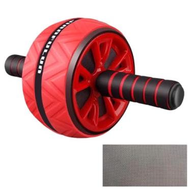 Imagem de roda rolo abdominal com tapete exercicios fisicos e funciona treino em casa (vermelho, preto)