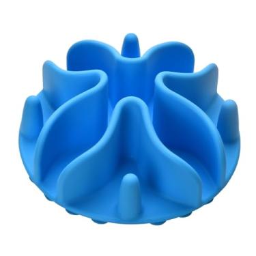 Imagem de Inserção de tigelas para cães Slow Feeder, tigela de silicone para alimentação lenta para cães com ventosas fortes, perfeita para tigelas de vidro de aço inoxidável para cães de cerâmica (azul,