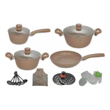 Imagem de Jg De Panela Quartzo Stone Marrom Gold Antiaderente - Sa, Songle, Naka