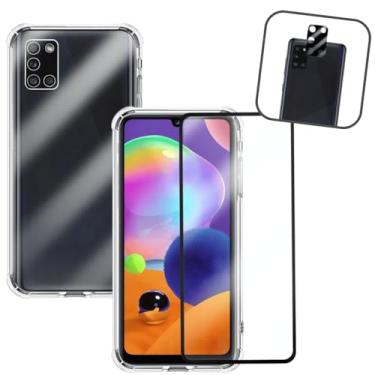 Imagem de Kit Capinha Antishock Transparente + Película de Vidro 3D + Lente Câmera para Galaxy A31 4G