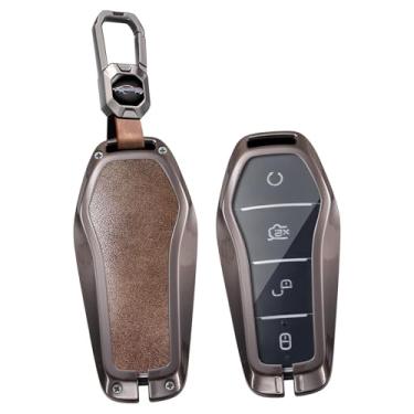 Imagem de ontto Capa de chave de carro adequada para BYD Han Ev Tang Dm Qin Plus Song Pro MAX Yuan Smart Remote Key Fob Capa de proteção de 360 graus, marrom