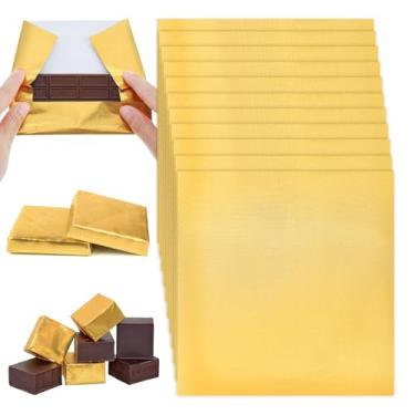 Imagem de Roucerlin 200 embalagens de barra de chocolate de 20 cm com suporte branco, envoltórios de barra de chocolate de folha de alumínio, decoração de embalagem de papel de embrulho de chocolate quadrado