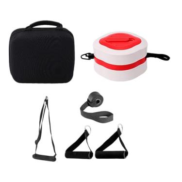 Imagem de KiBcsLic Máquina de cabo com faixas elásticas de resistência ajustável, bomba de ginástica para condicionamento físico de corpo inteiro e pernas, Vermelho