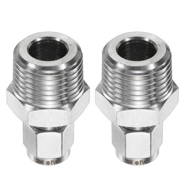 Imagem de HARFINGTON 2 acessórios de compressão, tubo de 1/10.2 cm OD x 1/5.1 cm NPT rosca macho de aço inoxidável, acoplador reto, adaptador de tubo de compressão, conector para óleo, gás, água
