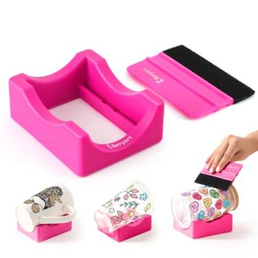 Imagem de Beryzol Suporte de copo de silicone, suporte para copos com rodo de feltro Use para aplicar adesivos UV DTF/adesivos de vinil para copos - mantenha as canecas no lugar