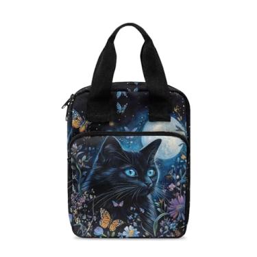 Imagem de Dolyues Capa bíblica de gato preto bolsa bíblica capa de diário flores estojo de transporte bíblico para mulheres homens protetor de livro de presente para amantes de livros