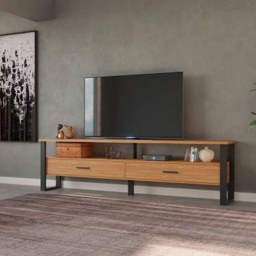 Imagem de Rack Industrial 220cm C/ 2 Gavetas- Pradel Freijó/preto Fosco