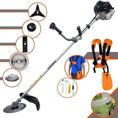 Imagem de Roçadeira Anmax CG430-B À Gasolina 2T 43cc 12.000rpm 1,7HP Com Kit 3 Lâminas de Corte, Carretel de Nylon e Escova de Aço Circular 38 Cerdas