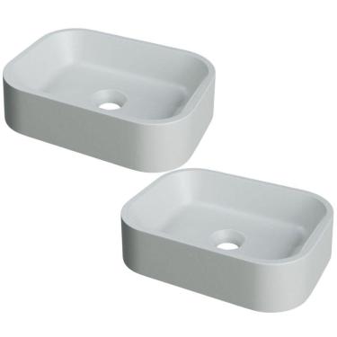 Imagem de Kit 02 Cubas De Apoio Retangular Para Banheiro Lavabo C01 Br37w Cinza Matte Fosca - Lyam