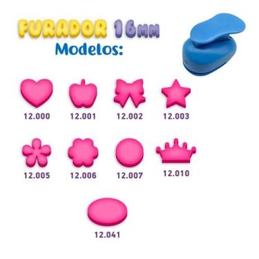Imagem de Kit 09 Furador Perfurador De Eva Papel 16mm Diferentes Modelos - Make+