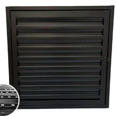 Imagem de Portinhola Porta Alçapão Abrigo Ventilado 60x60 De Aço Laminado Preto 