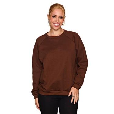 Imagem de Blusa Moletom Unissex Gola Careca Blusa de Frio Cores Lisas - Roma Var