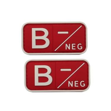 Imagem de Ruoming 2 peças externas 3D PVC borracha macia tipo sanguíneo médico, crachá de gancho de resgate, emblema de moral, acessório DIY (vermelho e branco B-)