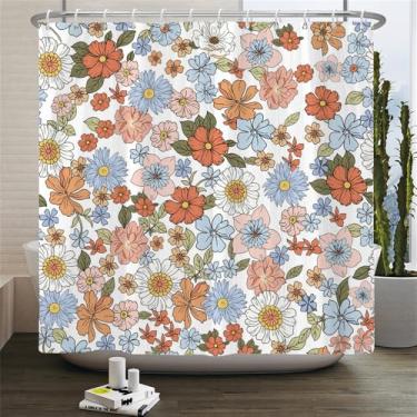 Imagem de Cortinas de chuveiro Flores Cortina de banheiro com ganchos Impressão à prova d'água 180x240cm Tecido de poliéster Tela de decoração de banheiro, DX3057, L210xA180cm