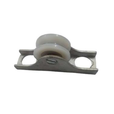 Imagem de Roldana Nylon Branca Maciça 50(2") Tipo V para Suporte de Alumínio - F