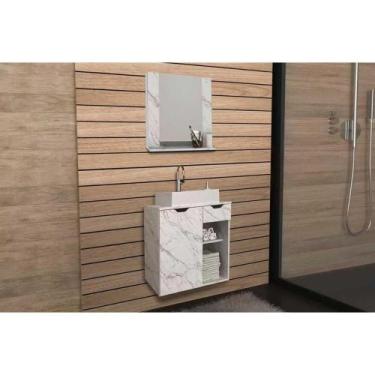 Imagem de Armário c/ Balcão Banheiro Suspenso BN3605 Cuba 60cm BN3600 e Espelho 