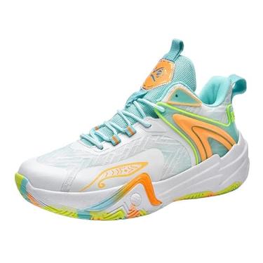 Imagem de ZHNSHM Tênis de basquete feminino, moderno, de cano alto, atlético, leve, vôlei, caminhada, corrida, esportes ao ar livre, Verde, 40