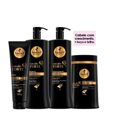 Imagem de Kit Haskell Cavalo Forte Shampoo Condicionador e Másc. 900g - Leave In