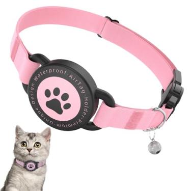Imagem de Coleira para gatos AirTag, coleira elástica para gatinhos com suporte para Apple Air, leve e confortável, coleiras de gato com GPS ultra elásticas para gatos, gatinhos e filhotes, 20 a 30 cm, rosa