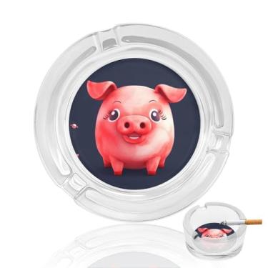 Imagem de Cinzeiro de vidro de cristal vermelho fofo, cinzeiro redondo de vidro resistente para fumar cinzeiro portátil decorativo moderno para uso em casa, escritório, interior, exterior, pátio