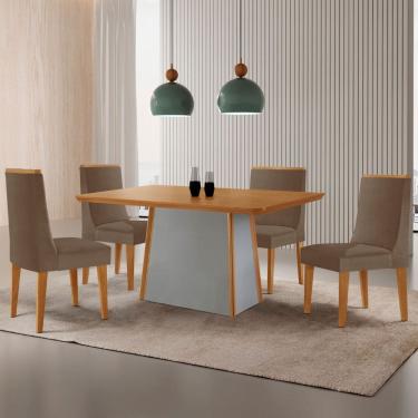 Imagem de Mesa de Jantar Diane 120cm Tampo MDF Laminado com 4 Cadeiras Lisboa Moderna Mobília