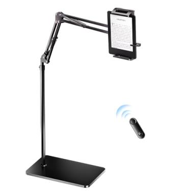 Imagem de UNIBITRI Suporte de chão para Kindle com virador de página remoto, suporte para leitura na cama com clique – para Kindle Paperwhite, Oasis, Tablet, iPhone e mais 4,7 a 11 polegadas, controle remoto