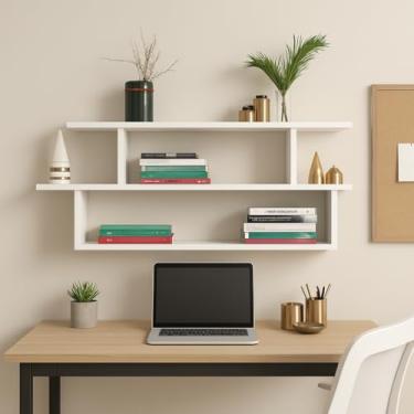 Imagem de Prateleira de Parede Flutuante, MDF, Nicho Organizador para Sala, Escritório, Quarto, Branco