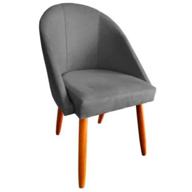 Imagem de Cadeira Poltrona Decorativa Lua Veludo Cinza Para Mesa De Jantar Para 